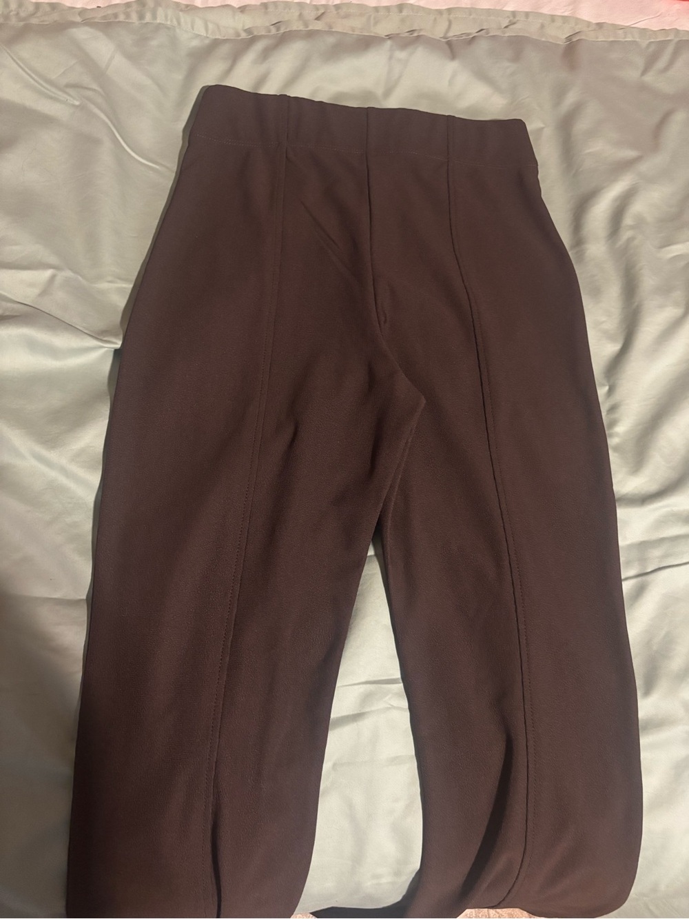 Garage Dark Brown High-Waist flare bottom pants